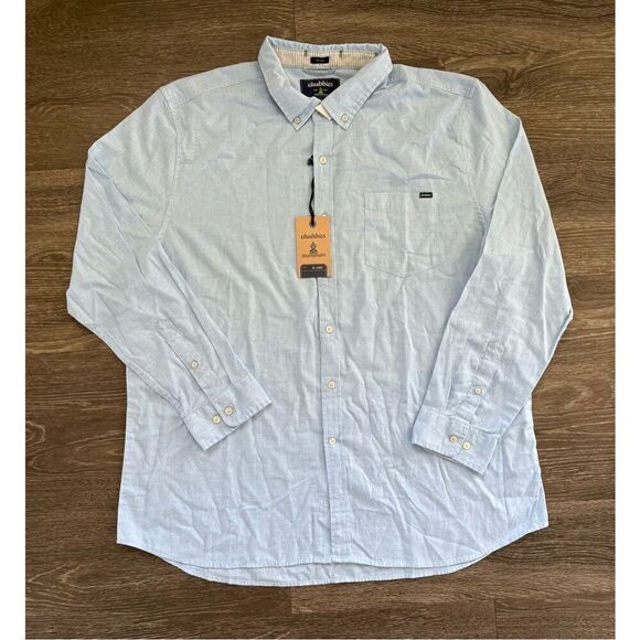NWT Chubbies The Buttoned Up L/S Light Blue Oxford Friday Shirt Size XXL *Flaw* - Picture 2 of 8